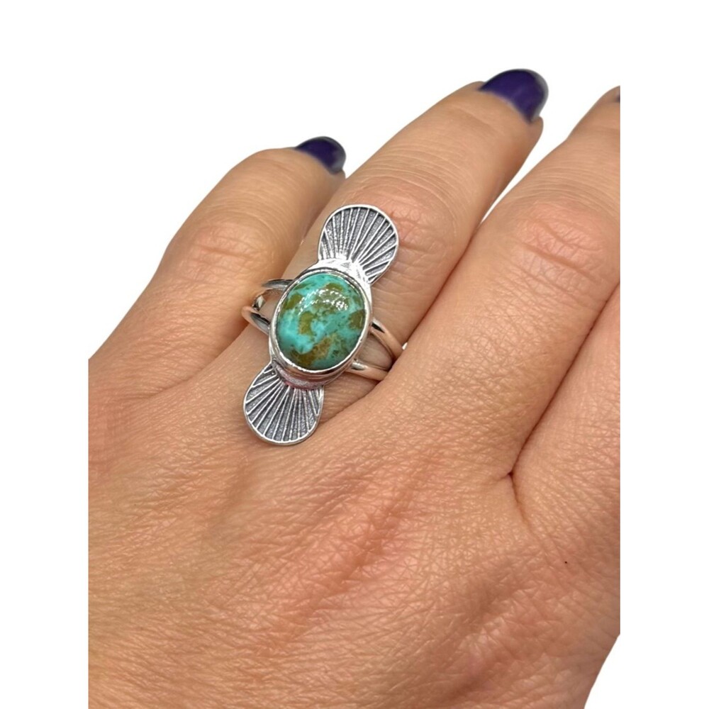 Arizona Mohave Turquoise Ring Size 8.5 Solid 925 Sterling Silver